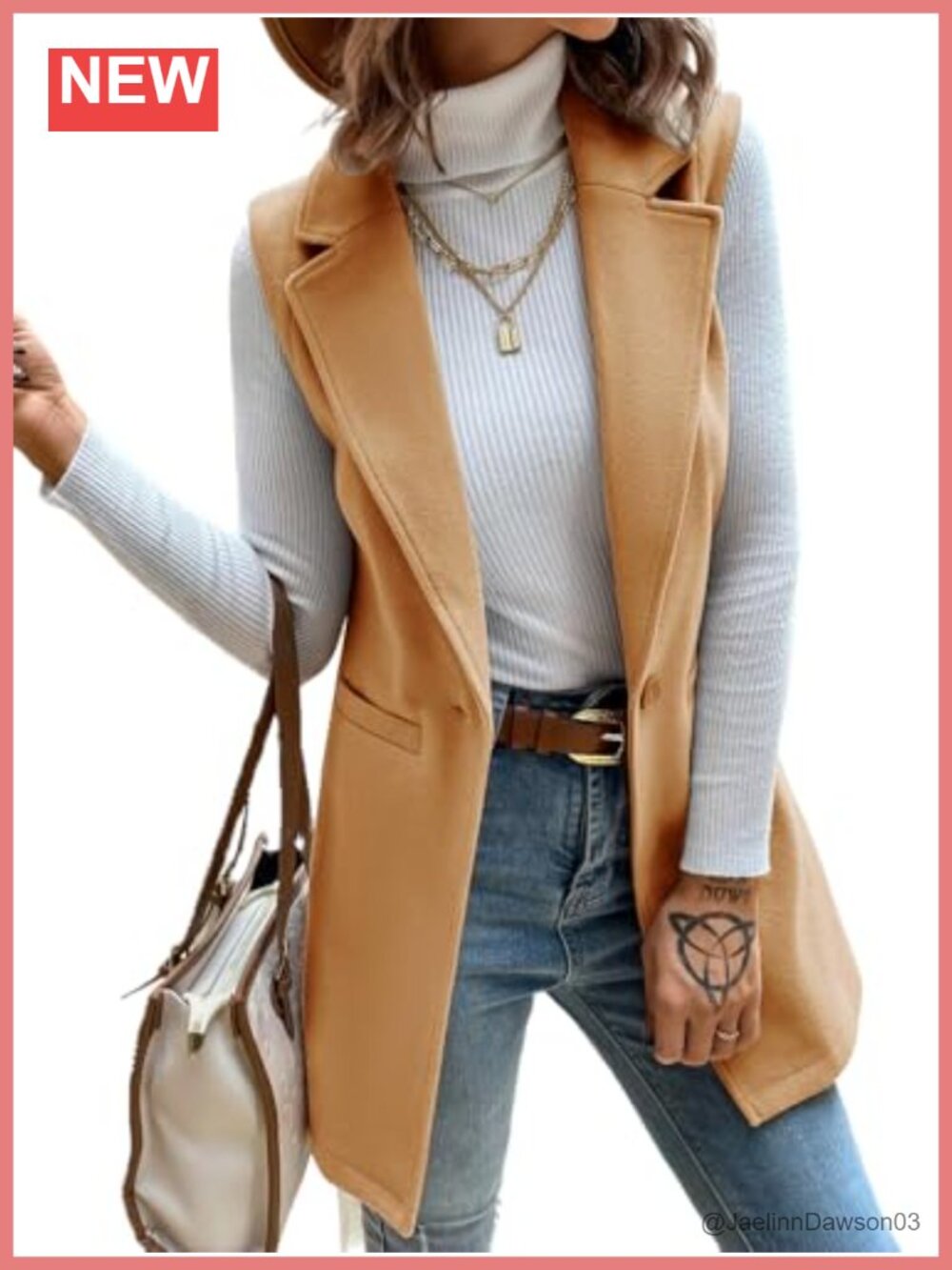 Wool Vest Long Sleeveless Blazer Jacket Cardigan